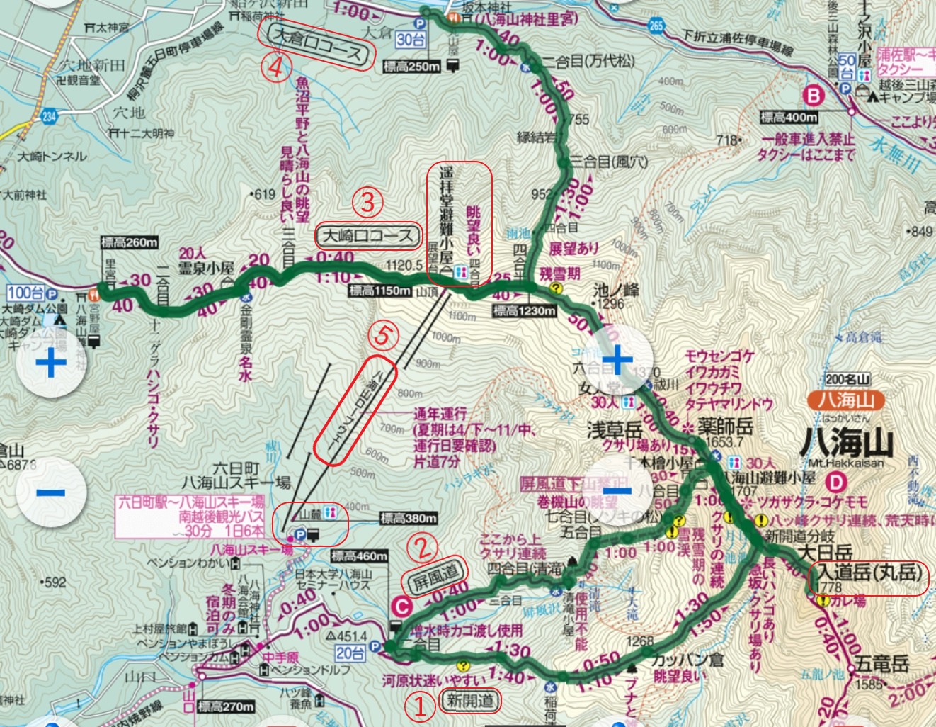八海山の登山ルートを地図で紹介！初心者向けにロープウェイコースも解説！
